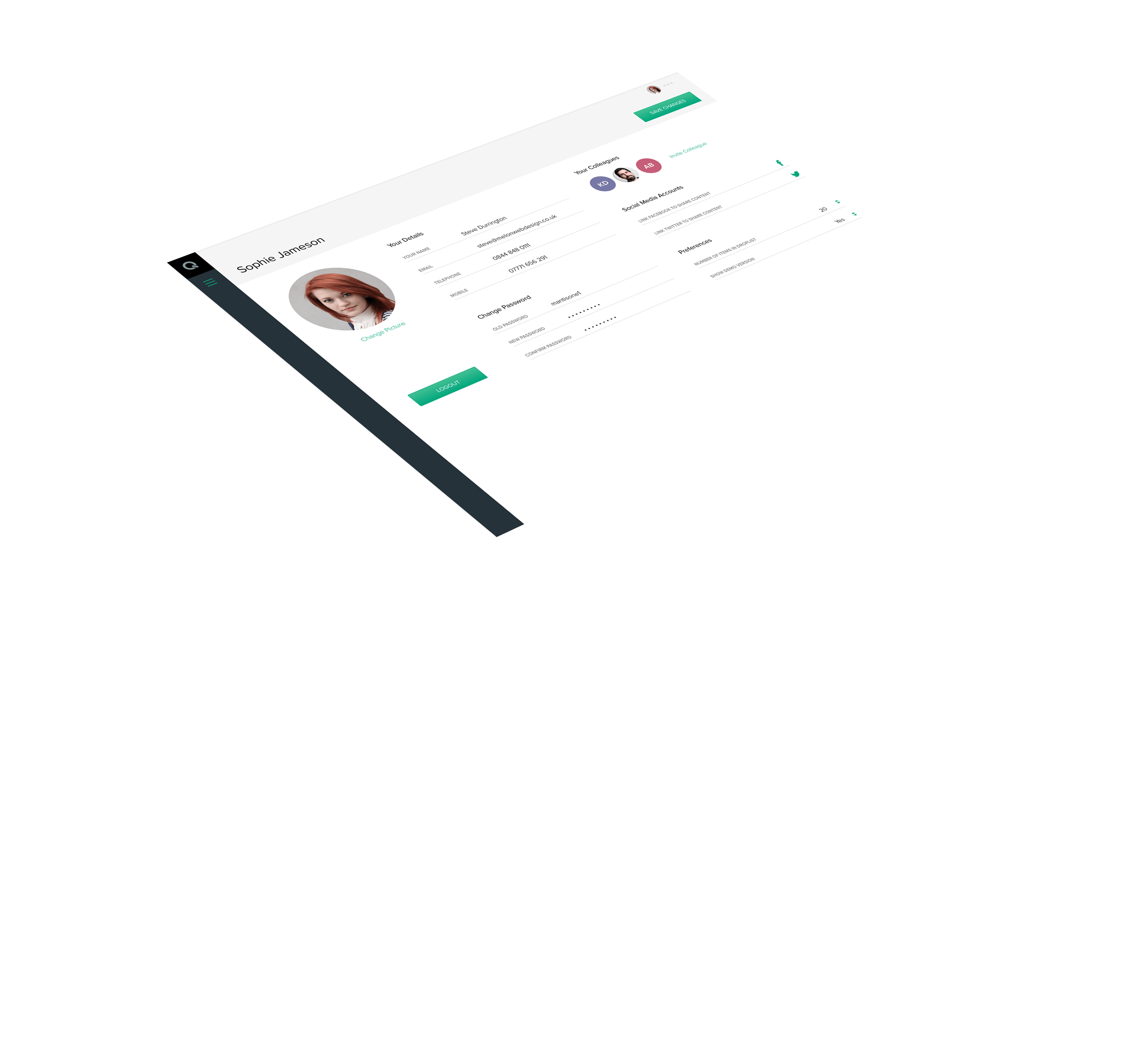 UI on tablet screen animation