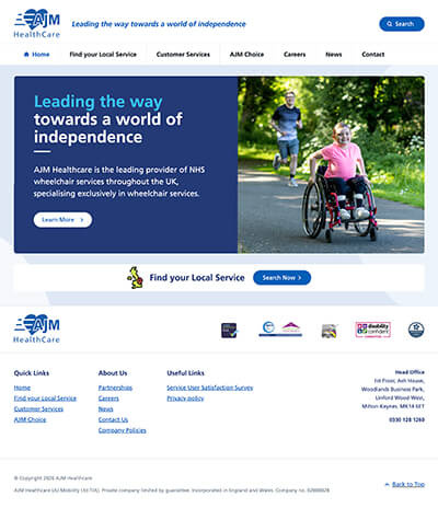 AJM Healthcare web design