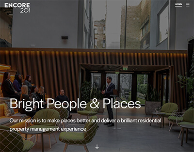 Encore home page design