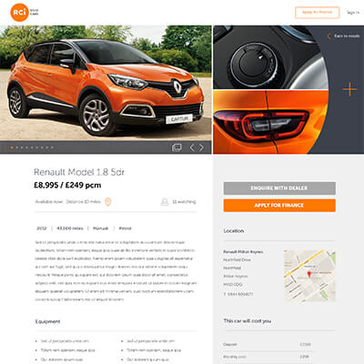 RCI Used car web design