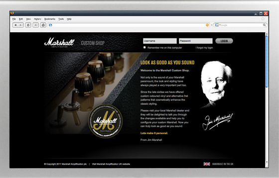 Marshall Custom Shop home page