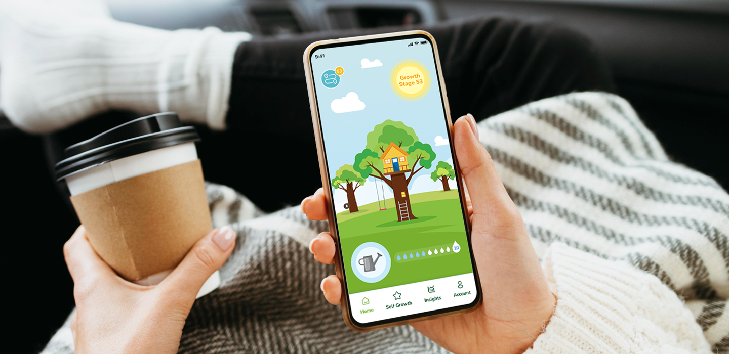  user relaxing while using branch affect app