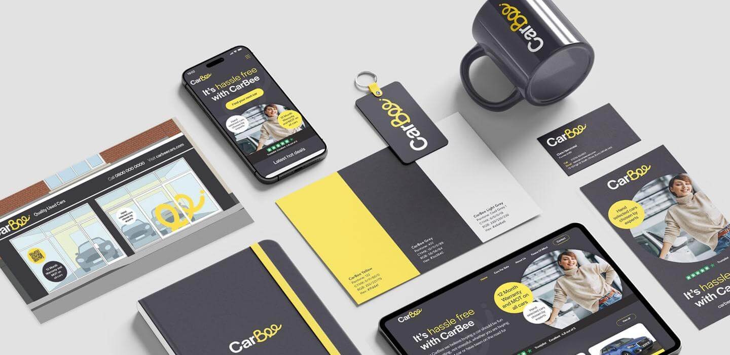 CarBee brand design marketing materials