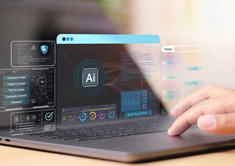Screen mockup of AI interactions