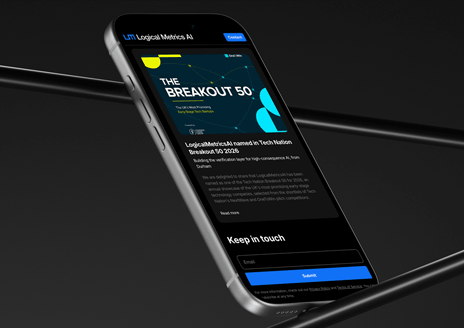 logical metrics ai website on iphone